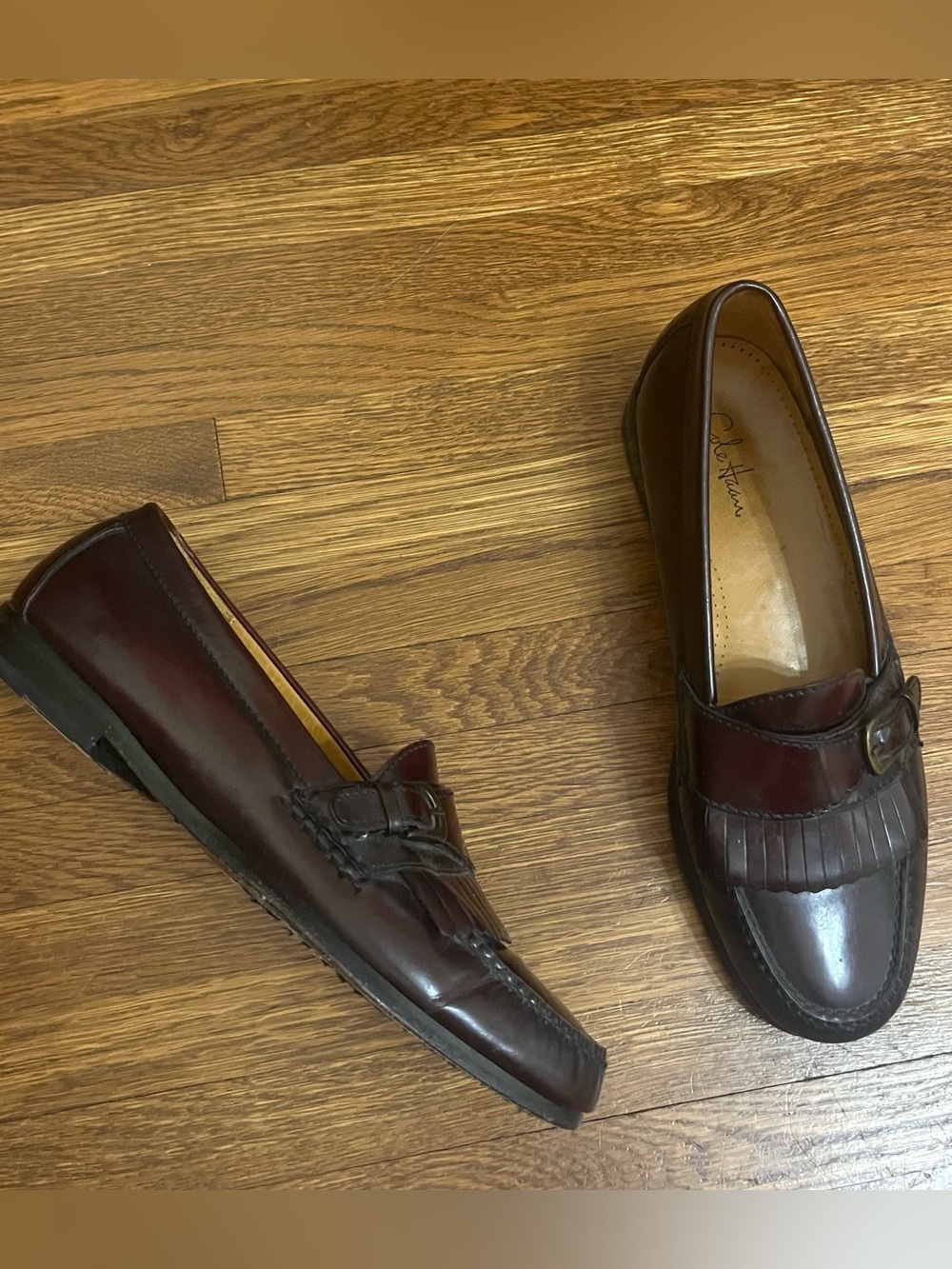 Cole Haan 9 loafers fringe kiltie slip on dark brown